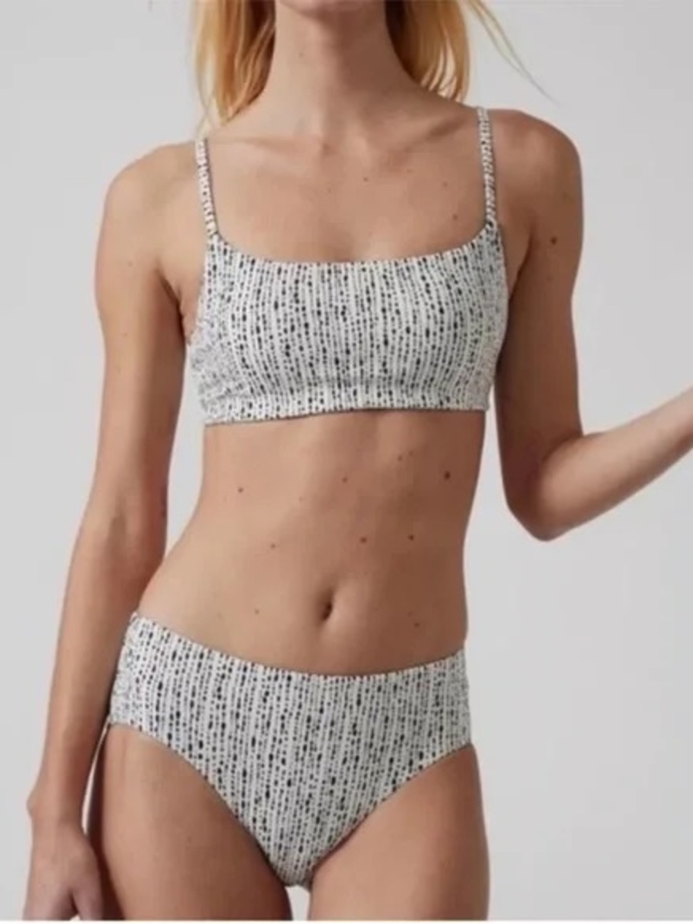 Athleta Black and White Patterned Bikini top